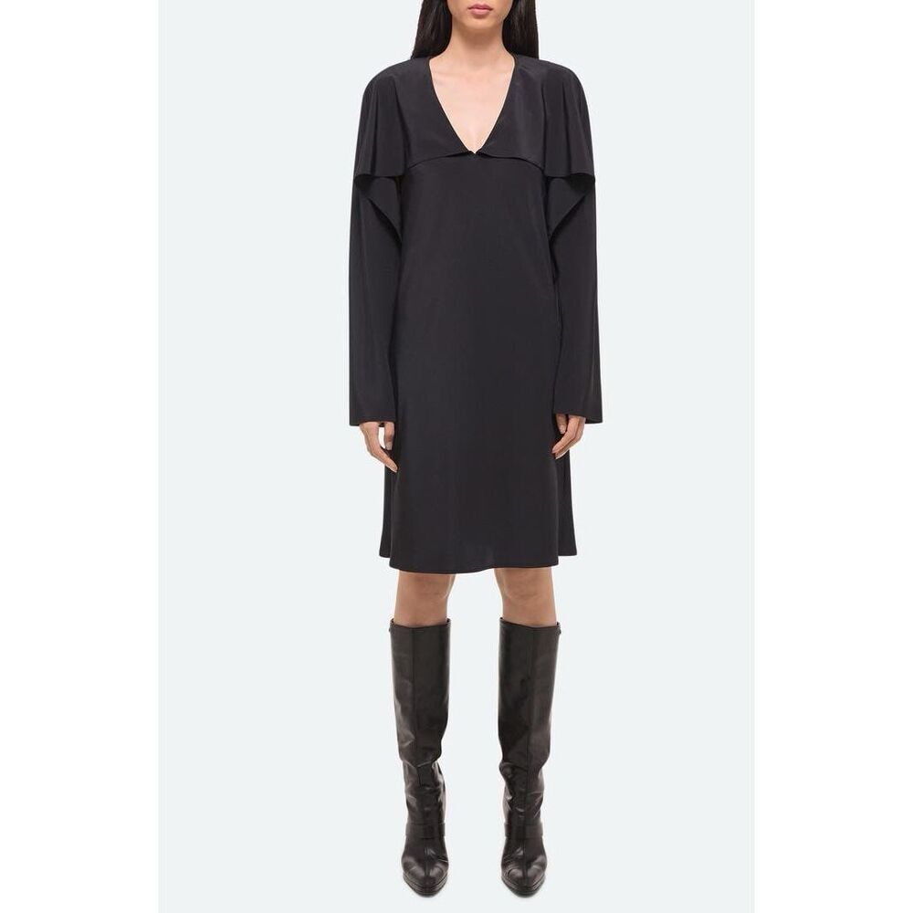 Helmut Lang Women's Black Silk Draped Scarf Dress Size Large NWOT DL3
